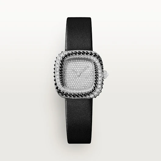 Cartier Coussin de Cartier watch,  small model black calfskin