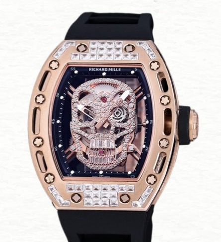 Richard Mille RM 052 Men Automatic Diamonds Skull Dial Watch