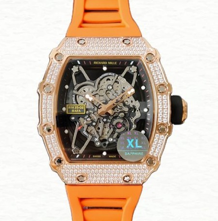 Richard Mille RM35-02 Mechanical Men Rubber Band Watch Diamond Bezel