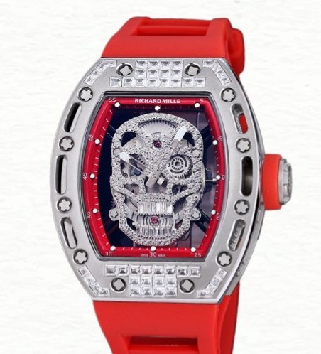 Richard Mille RM 052 Men Automatic Stainless Steel Diamonds Skull Dial Watch