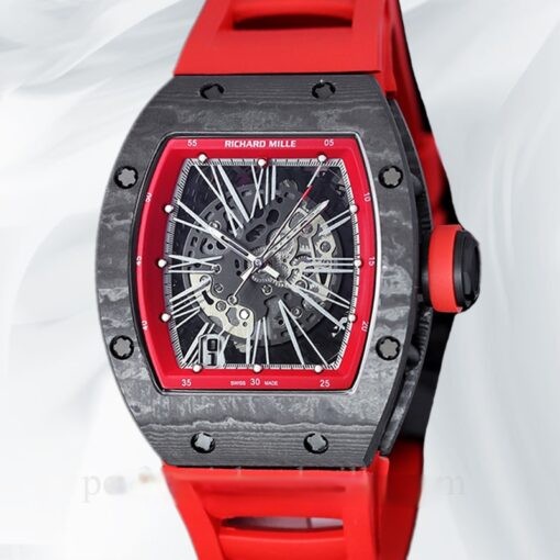 Richard Mille RM 010 Automatic Men Rubber Band Transparent Dial Watch