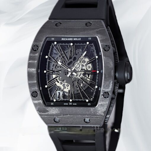 Richard Mille RM 010 Men Automatic Carbon Fiber Rubber Band