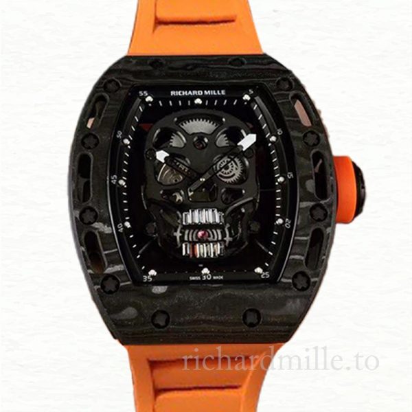 Richard Mille RM052 Mechanical Men Black Skull Dial Rubber Band