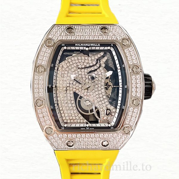 Richard Mille RM52-02 Men Mechanical Diamond Bezel Horse Dial Watch