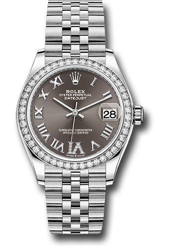 Rolex Steel and White Gold Datejust 31 Dark Grey Roman Diamond 6 Dial 278384RBR dkgdr6j