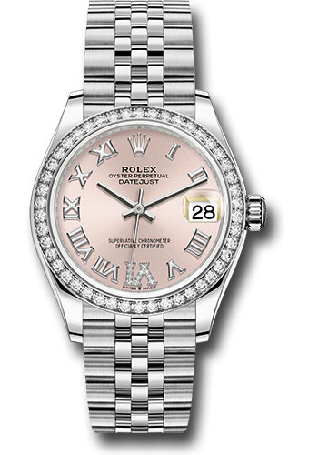 Rolex Steel and White Gold Datejust 31 Pink Roman Diamond 6 Dial 278384RBR pdr6j