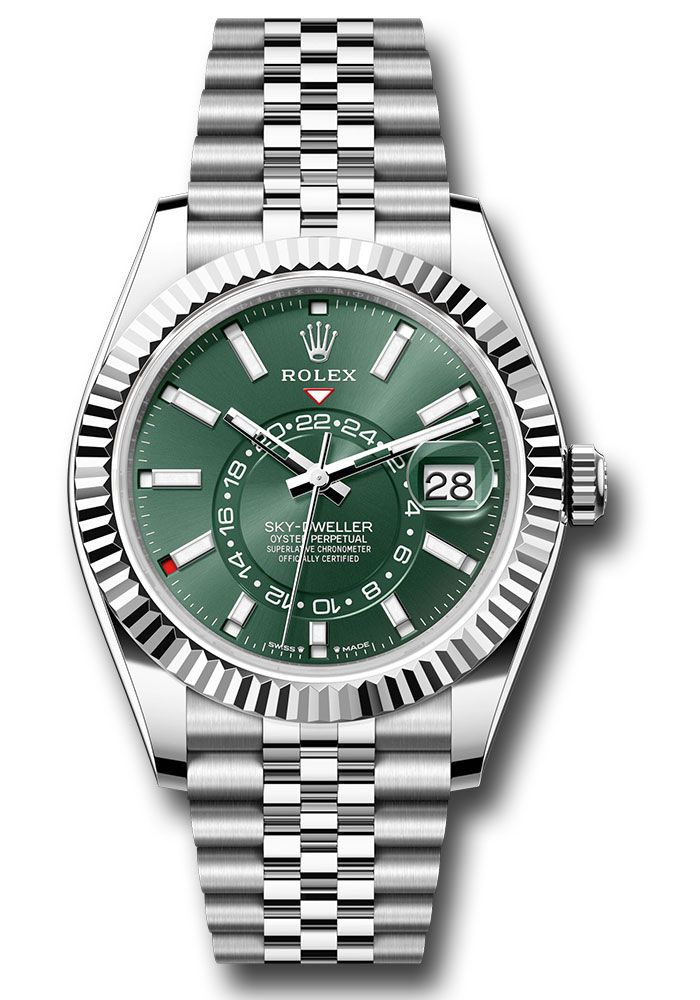 Rolex White Rolesor Sky-Dweller  Mint Green Index Dial 336934