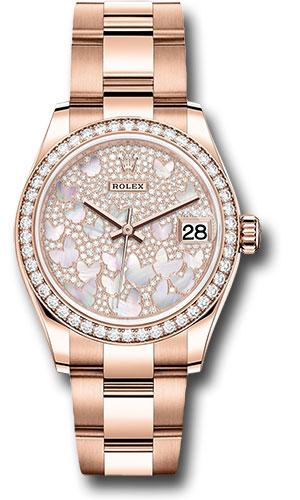 Rolex Everose Gold Datejust 31 Diamond Paved Butterfly Dial 278285RBR pmopbo