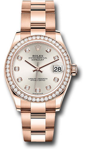 Rolex Everose Gold Datejust 31 Silver Diamond Dial 278285RBR sdo