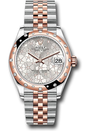 Rolex Everose Rolesor Datejust 31 Silver Floral Motif Diamond Dial 278341rbr sflomdj